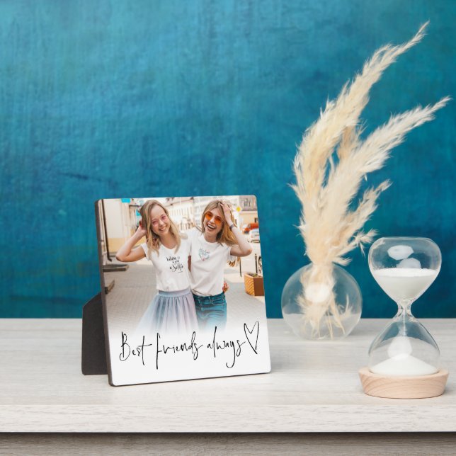 Best Friends Always Script Heart Photo Plaque (Insitu)
