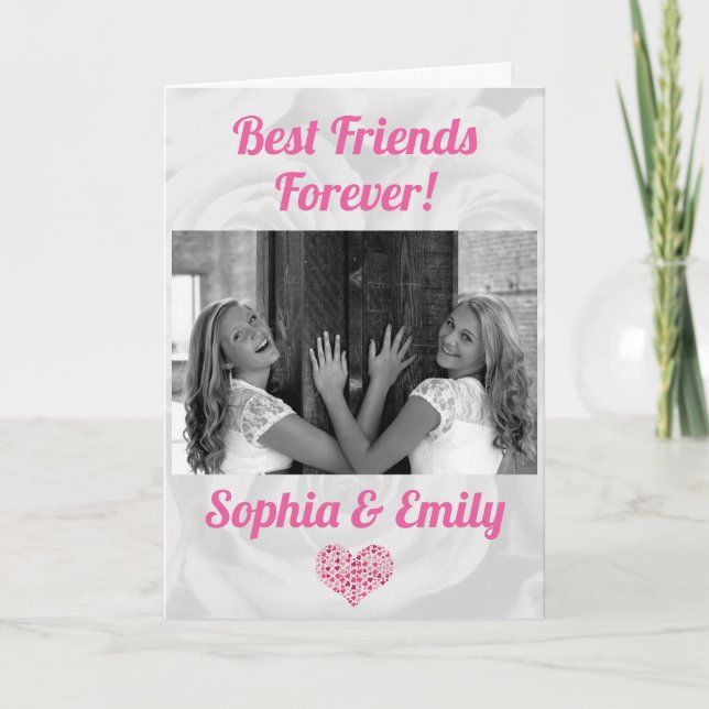 Best Friends Besties BFF Birthday Add Photo Names Card (Front)