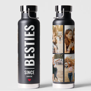 Best Friends Besties Custom Initials 4 Photo BFF W Water Bottle