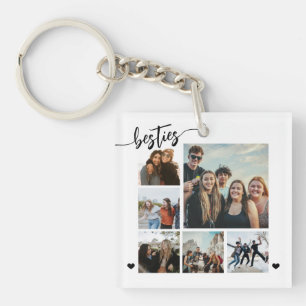 Best friends besties photo collage key ring