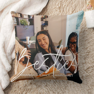 Best Friends Besties Text Overlay Script Chic Cushion