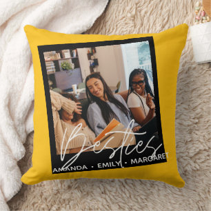 Best Friends Besties Text Overlay Script Chic Thro Cushion