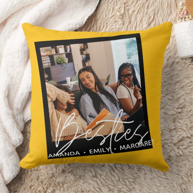 Best Friends Besties Text Overlay Script Chic Thro Cushion (Blanket)