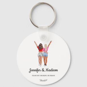 Best Friends BFF Besties Friendship Custom Name Key Ring