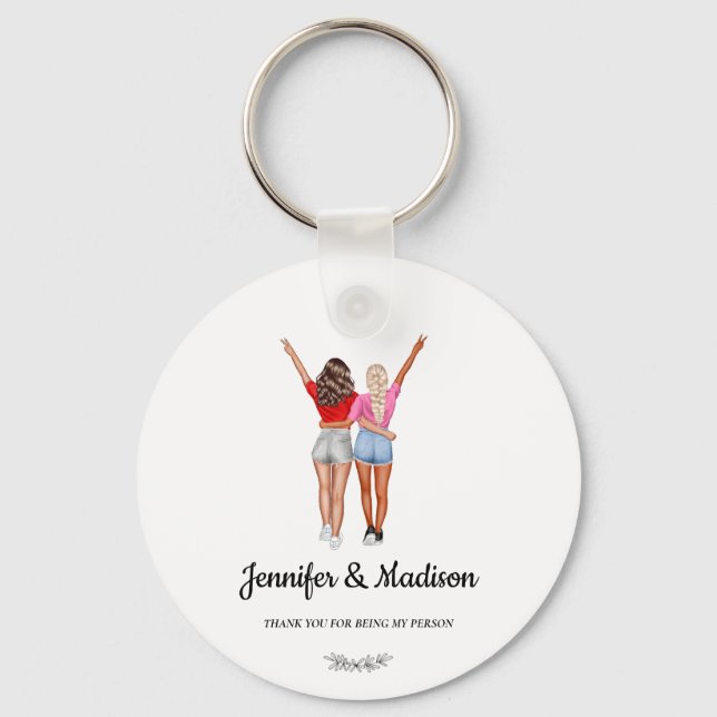 Best Friends BFF Besties Friendship Custom Name Key Ring (Front)