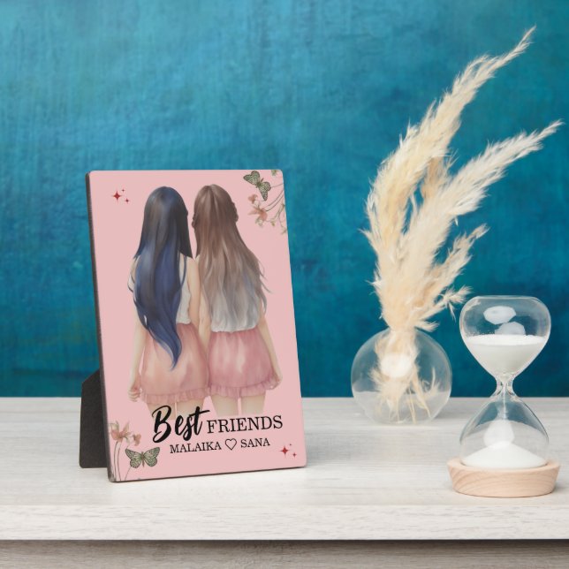 Best Friends BFF CUTE CARTOON Photo Elegant Arch  Plaque (Side)