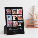 Best Friends BFF Photo Collage Black Heart Script Plaque<br><div class="desc">Design feature 9 photo collage,  BFF cut out photo border. Slab serif and calligraphy script typography.</div>