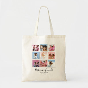 Best Friends BFF Photo Grid Collage Heart Script Tote Bag