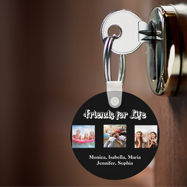 Best friends BFF photo names black white Key Ring (Creator Uploaded)
