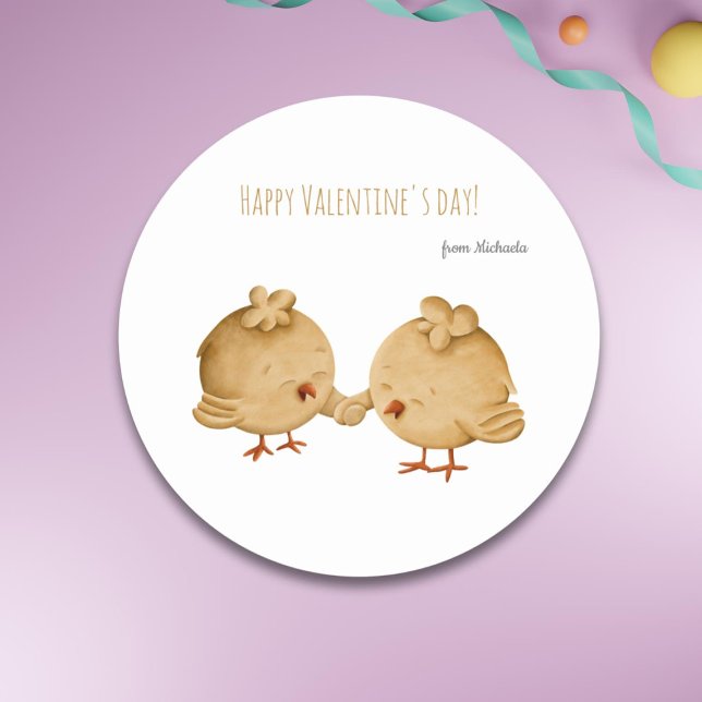 Best Friends Birds Valentine's Day Classic Round Sticker (Creator Uploaded)