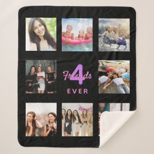 Best friends black photo pink sherpa blanket