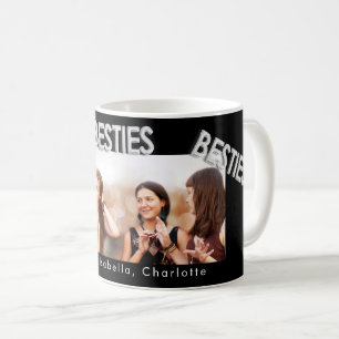 Best friends black silver besties photo coffee mug