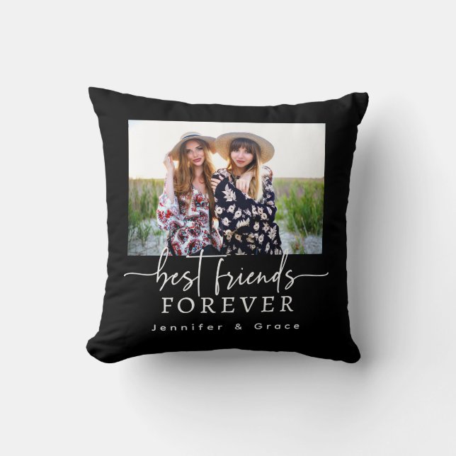 Best Friends Black Throw Pillow (Front)