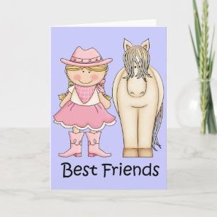 Best Friends - Blonde Cowgirl and Horse Card