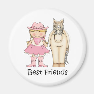 Best Friends - Blonde Cowgirl and Horse Magnet