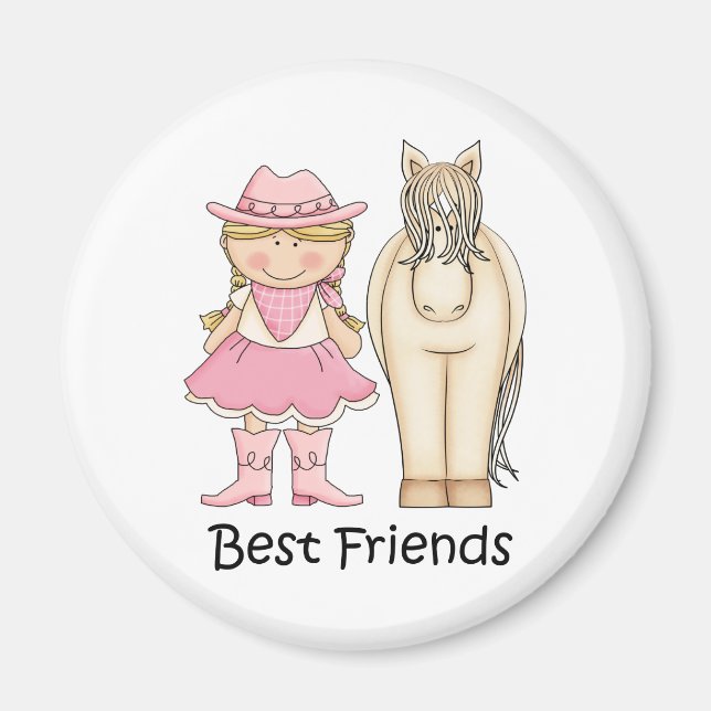 Best Friends - Blonde Cowgirl and Horse Magnet (Front)