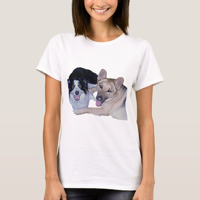 Best Friends Border Collie & German Shepherd T-Shirt (Front)