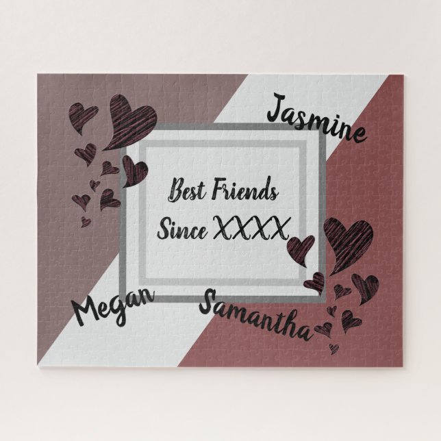 Best Friends Bright Red Heart Long Friendship Jigsaw Puzzle (Horizontal)