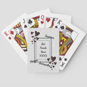 Best Friends Bright Red Heart Long Friendship Playing Cards
