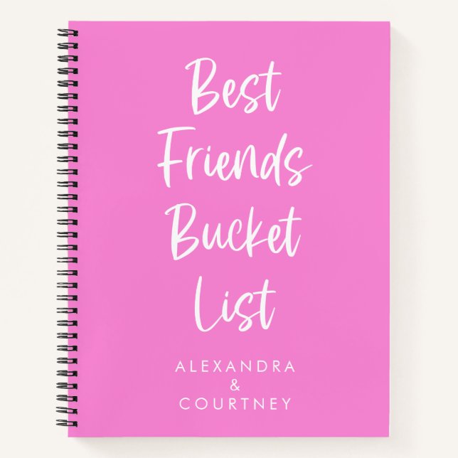 Best Friends Bucket List Personalised Girly Pink Notebook (Front)