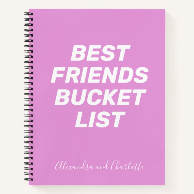 Best Friends Bucket List Simple Personalised Pink Notebook (Front)