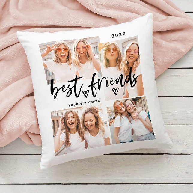 Best Friends | Casual Script and Multi Photo Grid Cushion (Creator Uploaded)
