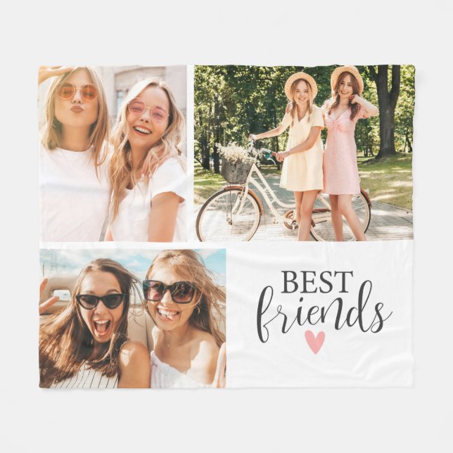 Best Friends Chic Script Photo Fleece Blanket (Front (Horizontal))