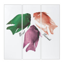 Best Friends Colourful Three Fish Friendship Art