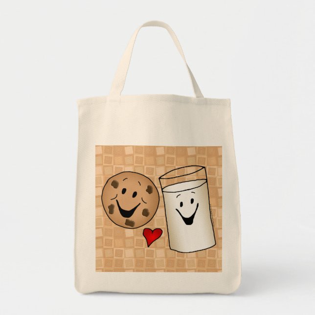Best Friends, Cookies Love Milk Grocery Tote Bag (Front)