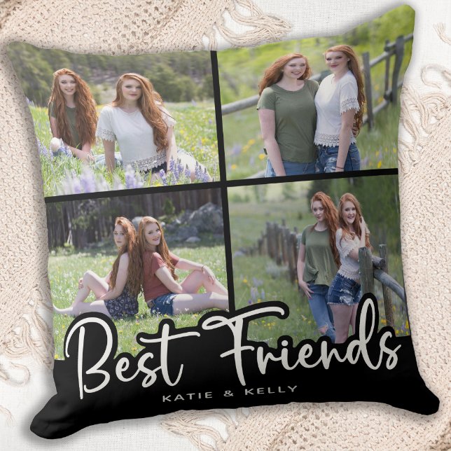 Best Friends Cool Friendship Photo Collage Cushion