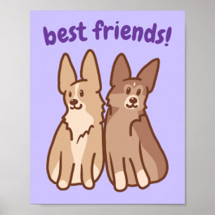 "Best Friends" Corgi Friendship Poster