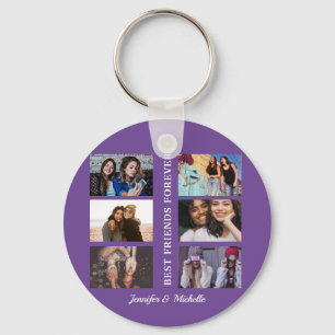Best Friends custom names and 6 photo collage bff  Key Ring