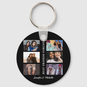 Best Friends custom names and 6 photo collage bff Key Ring