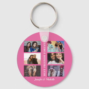 Best Friends custom names and 6 photo collage bff  Key Ring