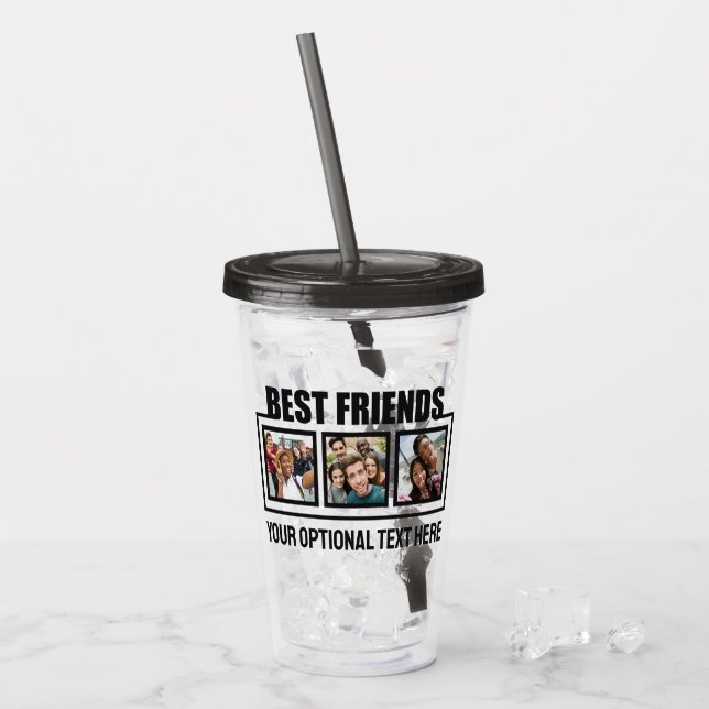 Best Friends custom photos & text Acrylic Tumbler (Front Ice)