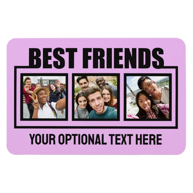 Best Friends custom photos, text & colour Magnet (Horizontal)