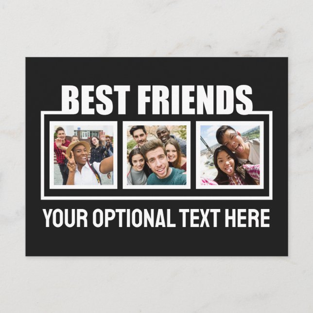 Best Friends custom photos, text & colour Postcard (Front)