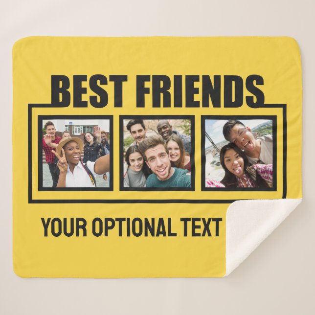 Best Friends custom photos, text & colour Sherpa Blanket (Front (Horizontal))