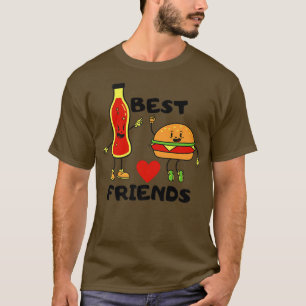 Best Friends Cute Anime Burger and Drink for Fast T-Shirt