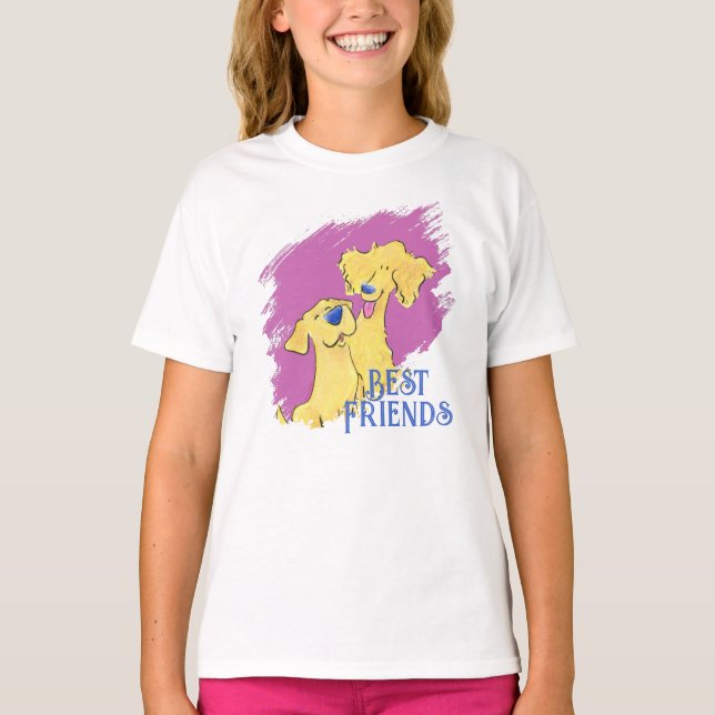 Best Friends Dog Cute Girls' White Graphic T-Shirt (Front)