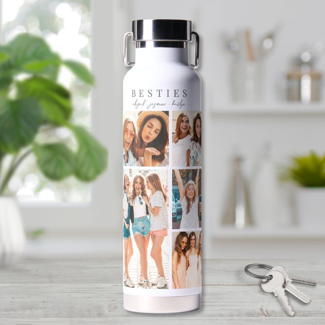 Best Friends Elegant BFF Photo Collage Water Bottle (Best Friends Elegant BFF Photo Collage Water Bottle)