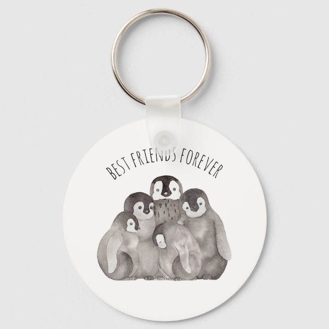 Best Friends Emperor Penguins Watercolor    Key Ring (Front)