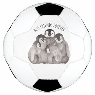 Best Friends Emperor Penguins Watercolor   Soccer Ball