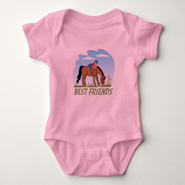 Best Friends Equestrian Infant Baby Bodysuit (Front)