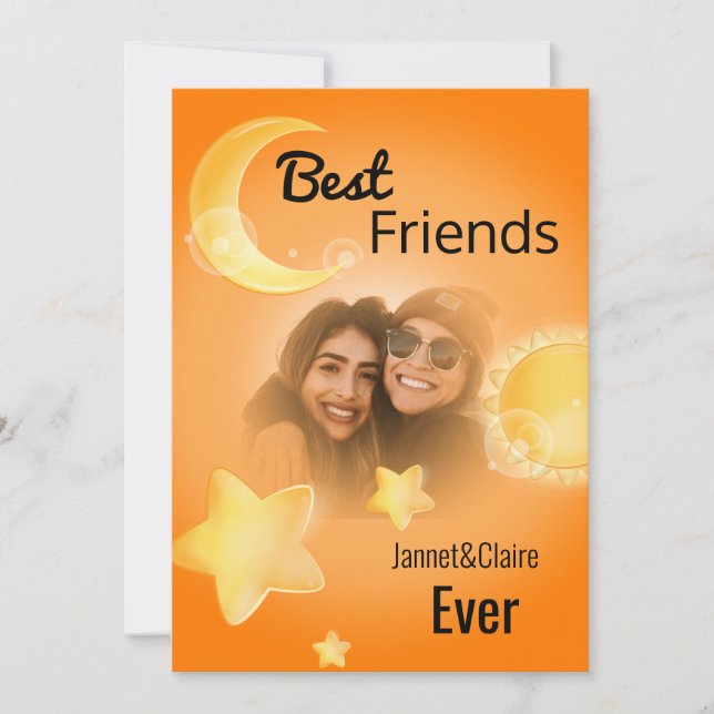 Best friends ever photo moon sun star invitation (Front)