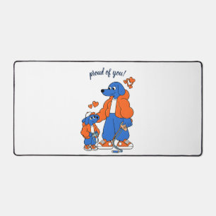 Best Friends : Father and son Blue Dog Duo ( Orang Desk Mat