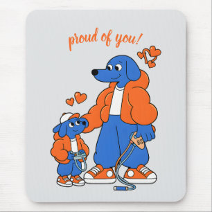 Best Friends : Father and son Blue Dog Duo ( Orang Mouse Pad