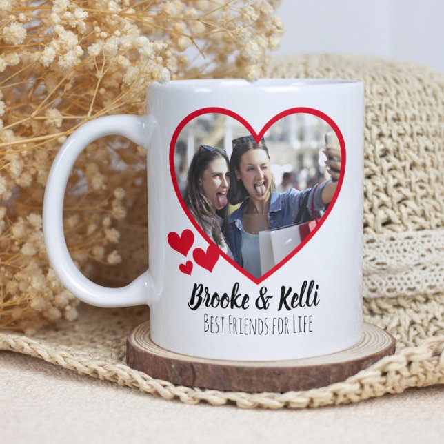 Best Friends For Life Two Photo Heart Coffee Mug (Creator Uploaded)