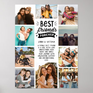 Best friends forever 10 photo collage custom text poster