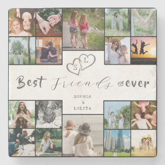 Best Friends Forever 18-Photo Collage Stone Coaster